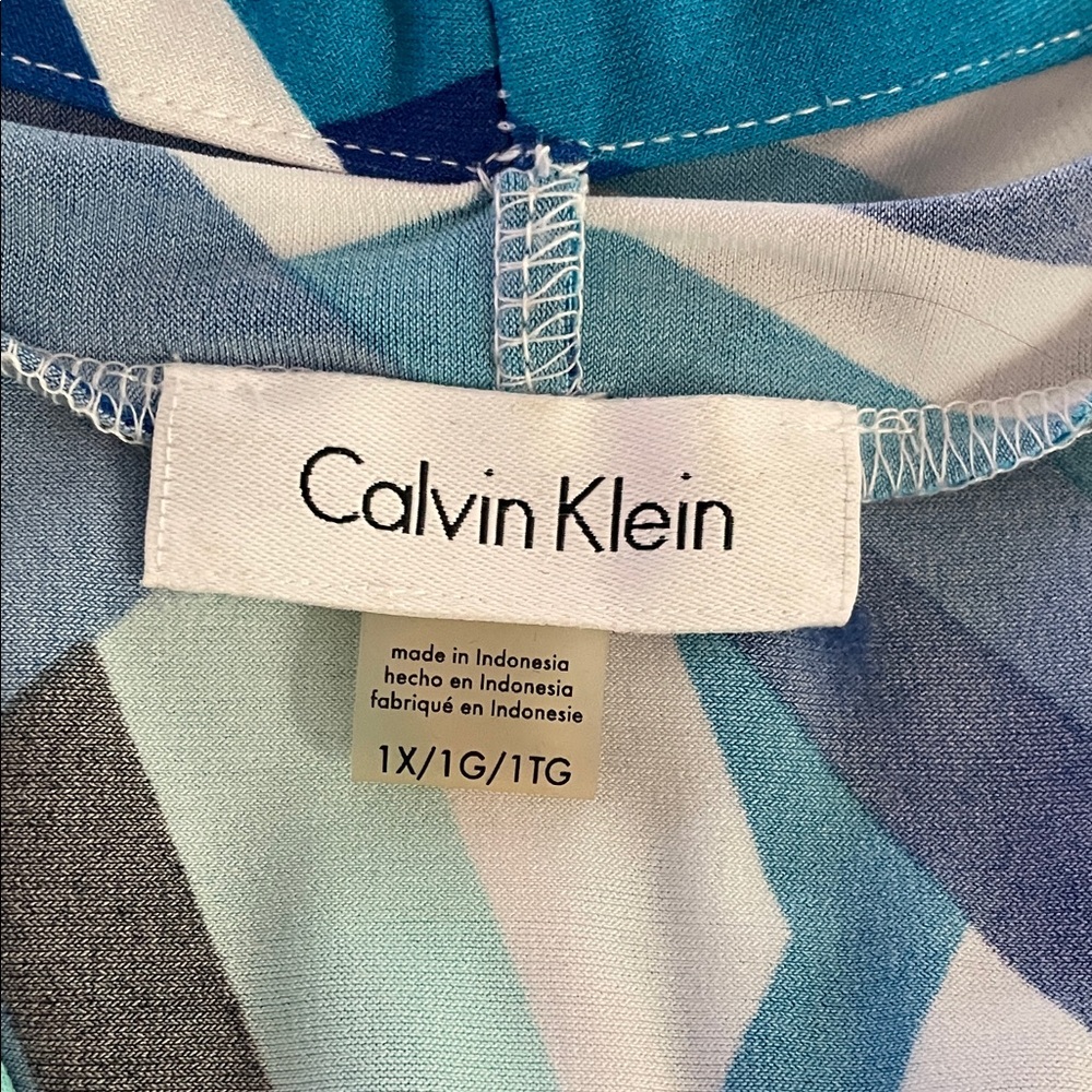 Calvin Klein Blue Geometric Women's Top - Picture 5 of 5